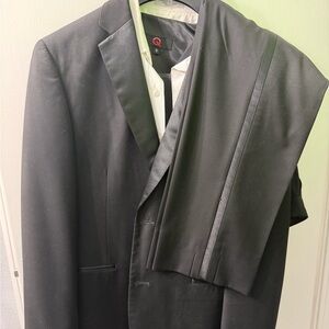 Black Tuxedo Suit Complete Set Jacket Pants Vest Bow Tie Cufflink Formal Wedding